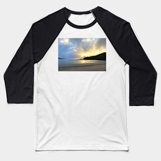 Sunshine bursting through the clouds at the sandy beach Baseball T-Shirt